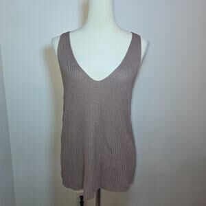 Newbury Kustom Taupe Sweater Knit Tank Top Large Viscose Nylon Minimalist
